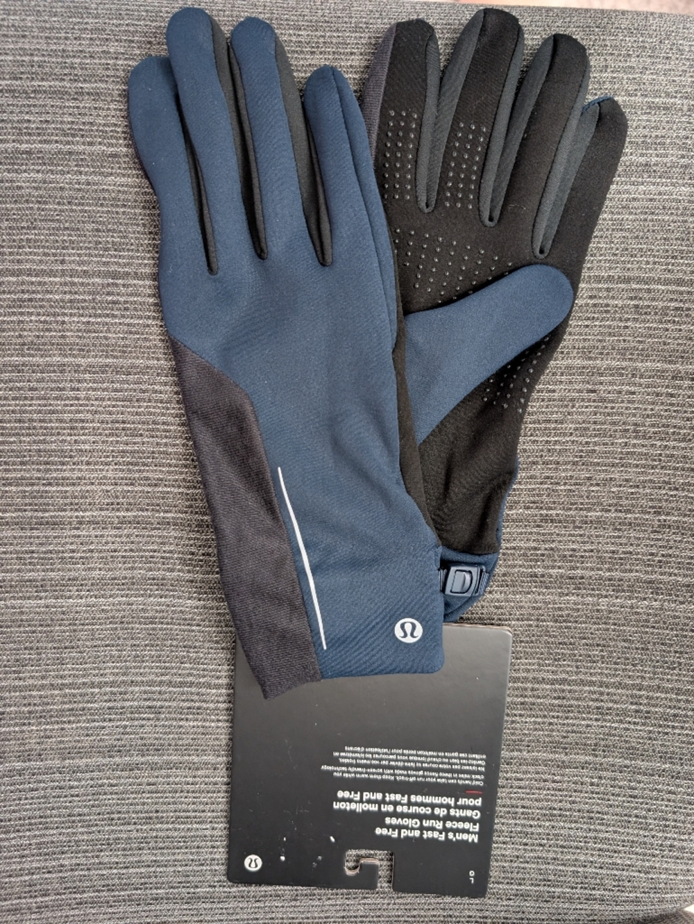 Lululemon Men's Fast and Free Fleece Running Gloves True Navy L